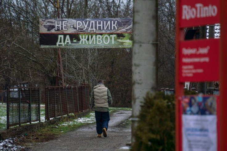 "No to the mine - Yes to life" reads the sign in Gornje Nedeljice