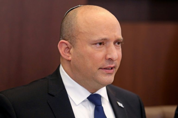 Israeli Prime Minister Naftali Bennett seen chairing a weekly cabinet meeting in Jerusalem, on December 5, 2021