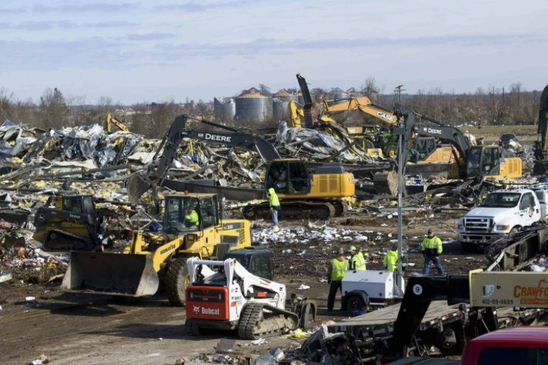 The site of the MCP candle factory in Mayfield, Kentucky that was destroyed by a tornado