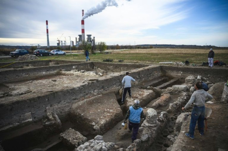 Archeologists work at the site right next to Stari Kostolac's coal mine and a power plant on the outskirts of what was once a major Roman settlement and military garrison
