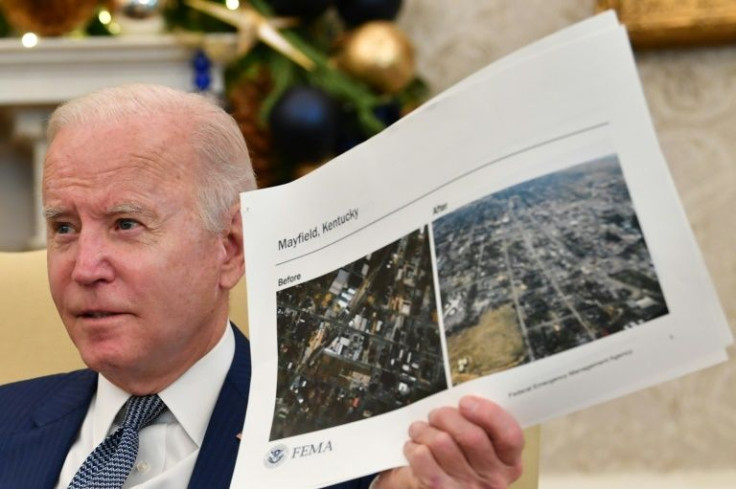 US President Joe Biden was briefed at the White House on December 13, 2021, after deadly tornadoes struck Kentucky