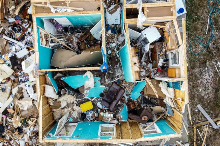 A home in Dawson Springs, Kentucky, four days after tornadoes hit the area