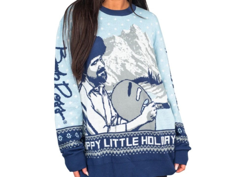 Bob Ross Happy Little Holidays Sweater