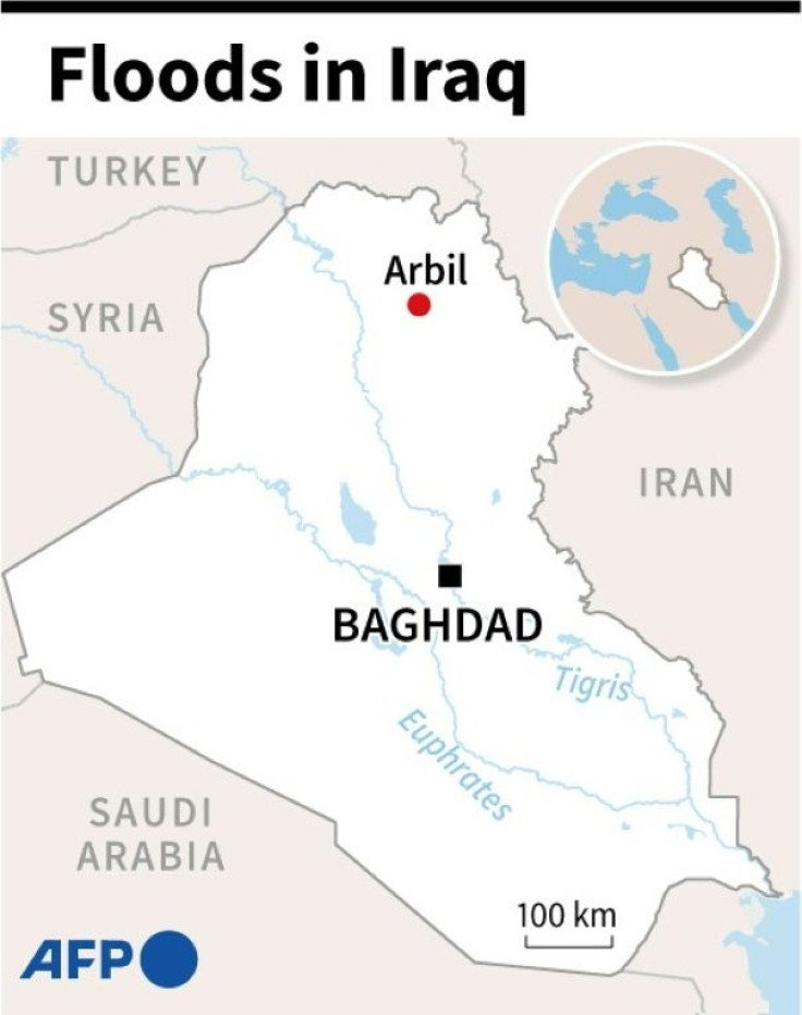 Map locating the deadly floods on December 17 in Arbil, capital of the autonomous Kurdistan region