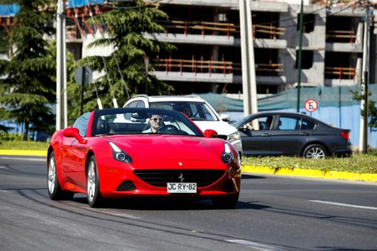 A Ferrari in Santiago's Lo Barnechea neighborhood, where voters overwhelmingly choose far-right candidate Jose Antonio Kast