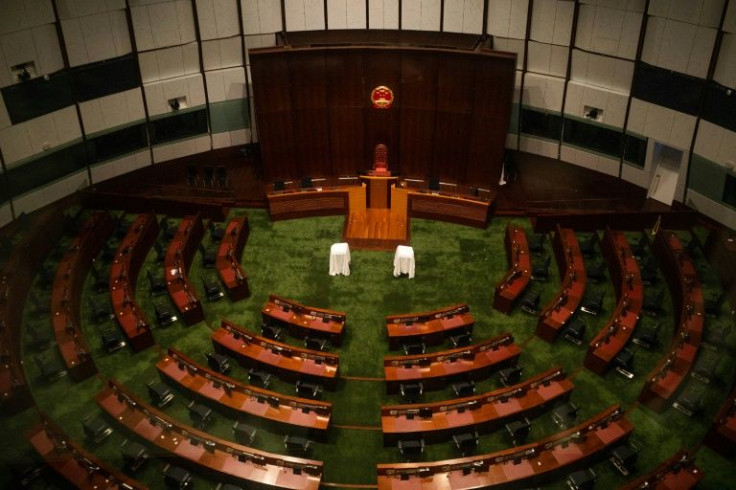 Hong Kong's official seal was replaced by China's national emblem in the city's legislature ahead of Sunday
