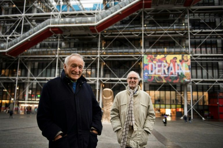 British architect Richard Rogers (L) designed the Pompidou Center, which opened in 1977, with Renzo Piano (R)