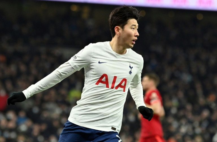 Tottenham's Son Heung-min celebrates scoring his team's second goal against Liverpool