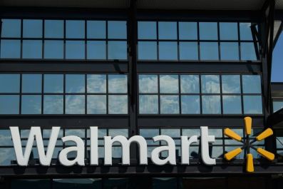 A Walmart logo is seen outside a store in Washington, DC, on August 18, 2020