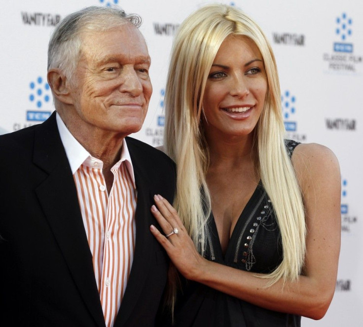 Hugh Hefner and his fiancee, Playboy Playmate Crystal Harris, arrive at the opening night gala of the 2011 TCM Classic Film Festival featuring a screening of a restoration of &#039;An American In Paris&#039; in Hollywood, California April 28, 2011.