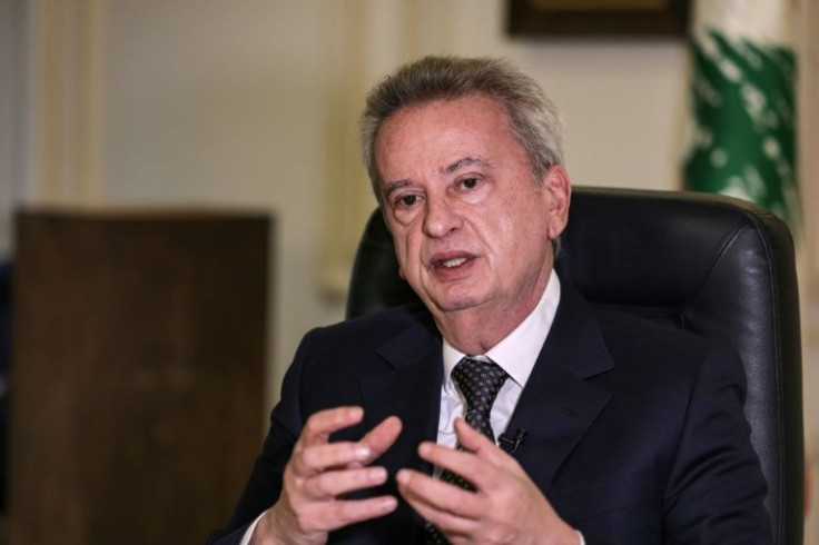 Lebanon's Central Bank Governor Riad Salameh speaks with AFP in an interview in his Beirut office