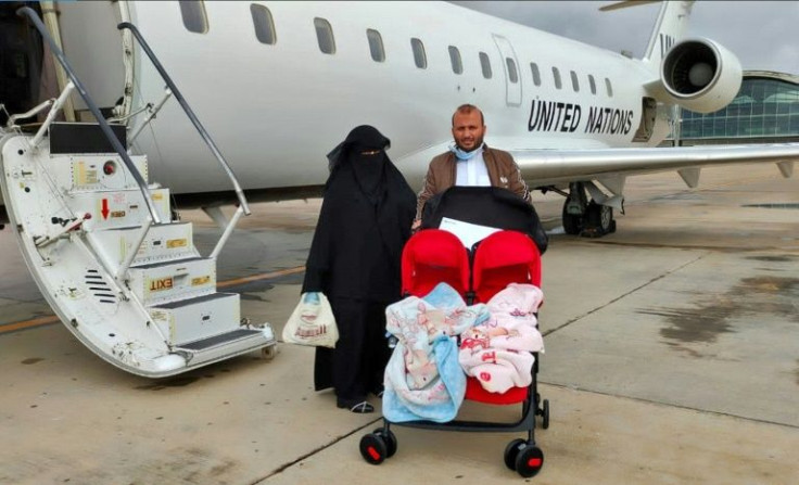 A UN humanitarian flight brings Yemeni twins Mohamed and Ahmed back to the rebel-held capital Sanaa last month following successful surgery in Jordan to separate them after they were born conjoined last year