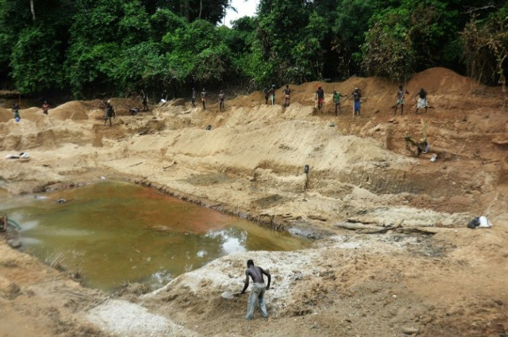 The CAR's mineral wealth ranges from copper and iron ore to gold and uranium. Pictured: A diamond mine at Banengbele in southwestern CAR, in 2015