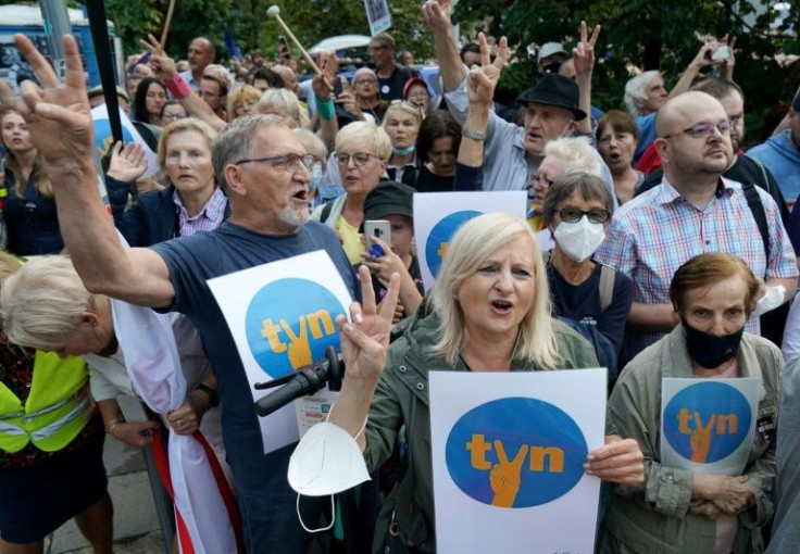 Thousands of Poles protested against the law earlier this month outside the presidential palace in Warsaw