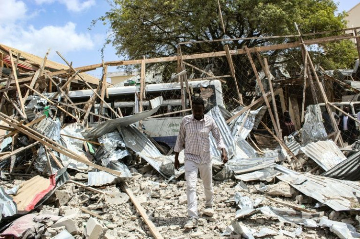 A school destroyed in an attack last month claimed by Al-Shabaab jihadists -- analysts fear the political crisis has diverted attention from the insurgency