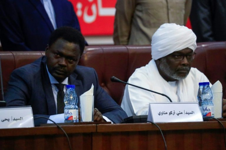 Darfur Governor Mini Minawi (L), pictured in October 2021, denounced the looting of United Nations property