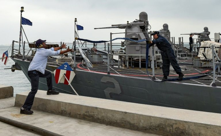 The USS Tempest patrol ship, pictured docked in Bahrain in 2019, was one of two US Navy vessels which seized heroin in the Arabian Sea