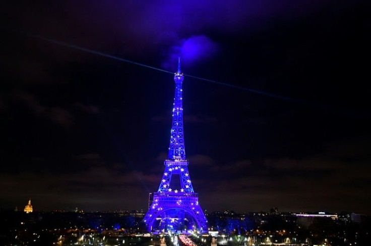 The Eiffel Tower lit up in blue to mark the start o the French presidency of the European Union