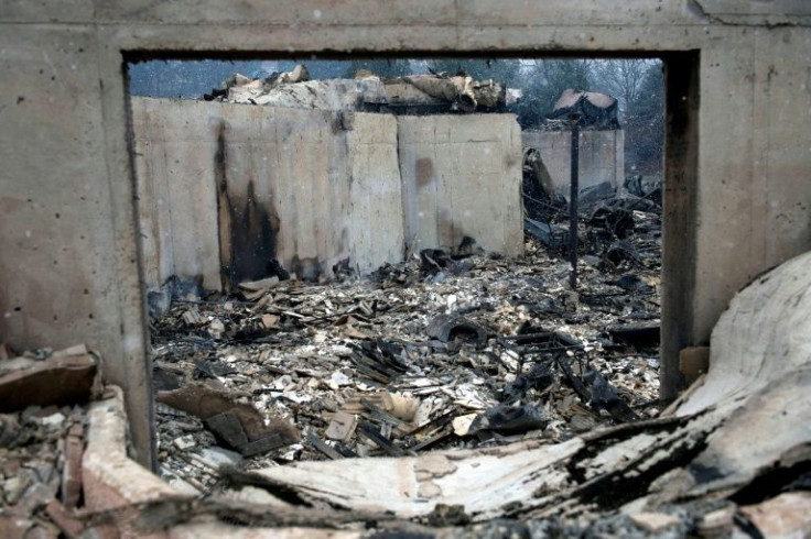 Debris lies scattered in the basement of a home destroyed by wildfire in unincorporated Boulder County, Colorado on December, 31, 2021