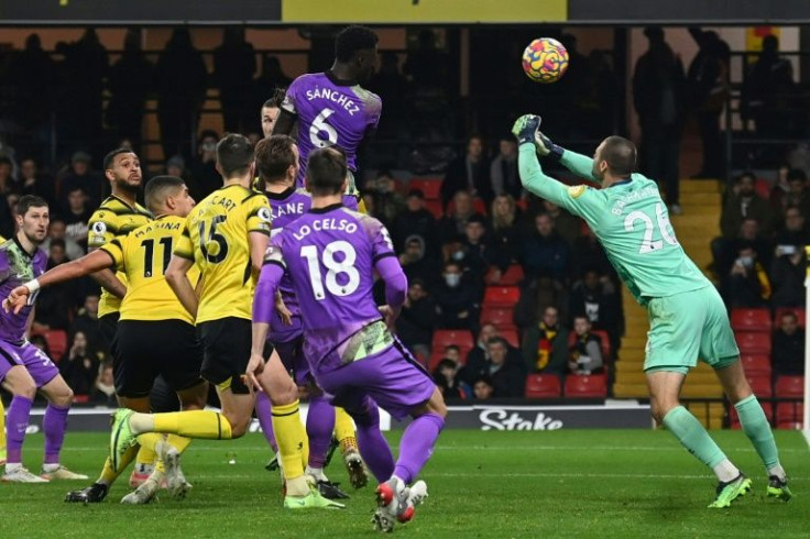 Spurs' saviour: Davinson Sanchez (top) scored the only goal in Tottenham's 1-0 win at Watford