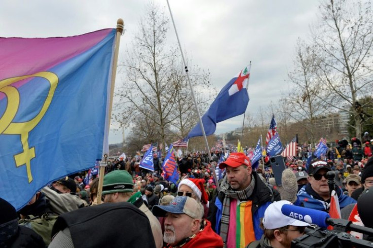 Glen Montfalcone, (C in the red hat) outside the Capitol on January 6, 2021