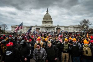 Supporters of Donald Trump gathered outside the US Capitol on January 6, 2021, before violently storming the building