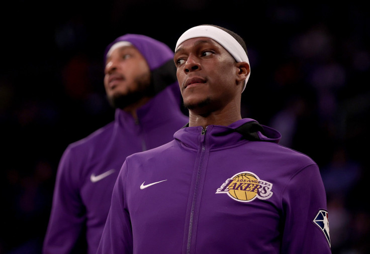 Rajon Rondo and Carmelo Anthony of the Los Angeles Lakers