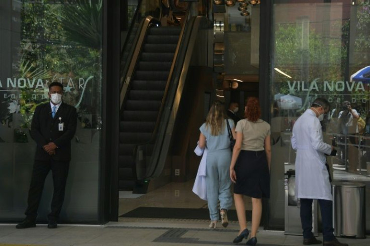 View of the main entrance of the Vila Nova Star Hospital in Sao Paulo, Brazil, where Brazilian President Jair Bolsonaro was hospitalized due to an intestinal obstruction