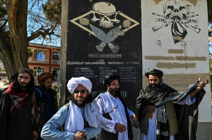 The Taliban have put a wall from a former US military base on public display as part of a propaganda push