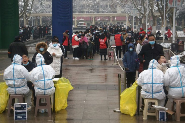 Residents queue to receive Covid-19 coronavirus tests in Zhengzhou