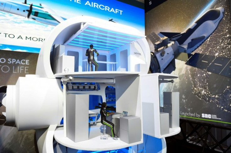A scale model of the Sierra Space Large Integrated Flexible Environment (LIFE) habitat, part of an Orbital Reef space station, is displayed at the company's booth ahead of the Consumer Electronics Show (CES) in Las Vegas