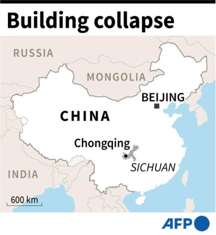Map locating Chongqing in China at least 20 people were trapped after a blast caused a building collapse on Friday.