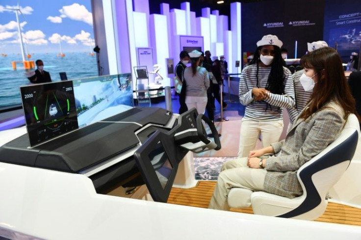 Hyundai Heavy Industries, demonstrates an autonomous boat at the CES tech show in Las Vegas