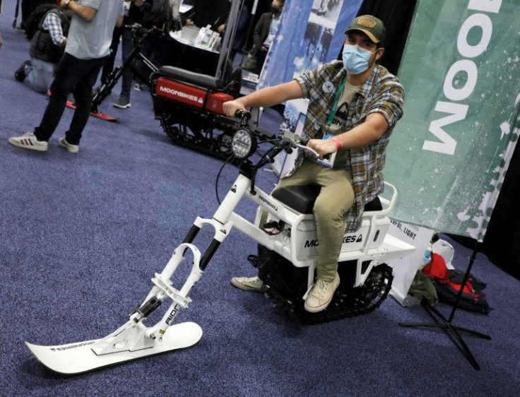 A MoonBike snow scooter on display at CES