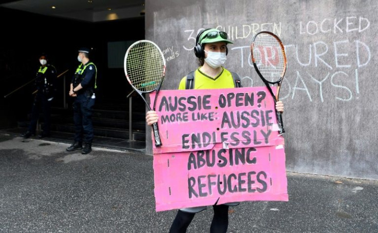 Refugee advocates are protesting outside a Melbourne detention centre where tennis champion Novak Djokovic is reported to be staying