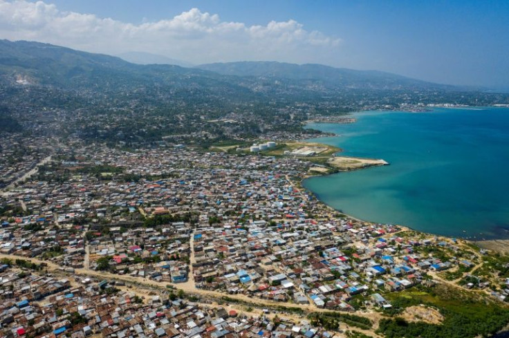 An aerial view of Port-au-Prince, Haiti -- a city battling powerful criminal gangs -- seen on October 28, 2021