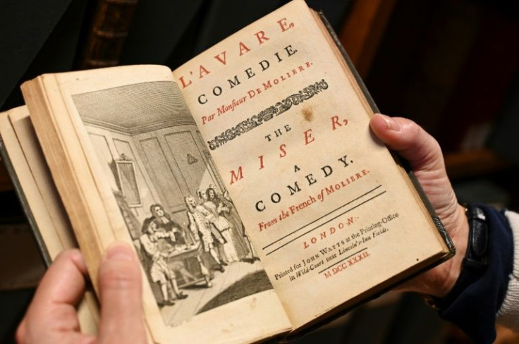 An anthology of Moliere's plays in English and French dating from 1732 in Comedie-Francaise library