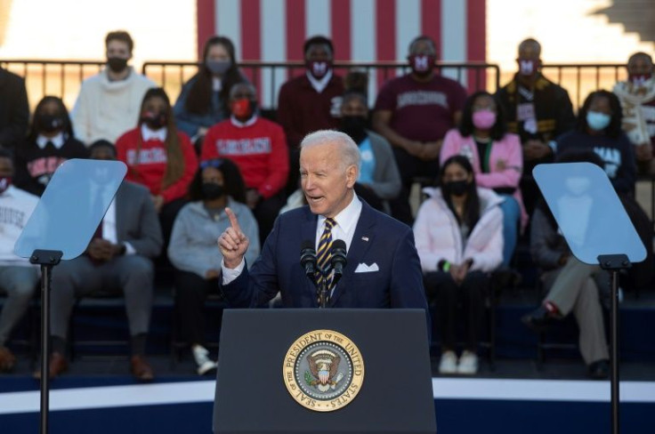 President Joe Biden speaks about voting rights legislation at the Atlanta University Center Consortium in Atlanta, Georgia