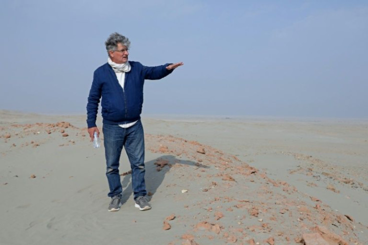 French archaeologist Regis Vallet leads the French-Iraqi expedition team at the site of the Sumerian city-state of Larsa, near the city of Nasiriyah, on November 22, 2021