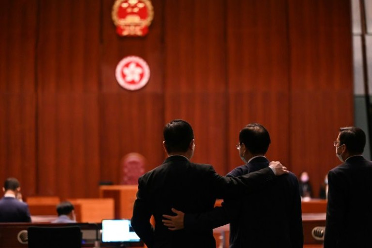 China's national emblem has been placed above Hong Kong's official seal in the city's legislature