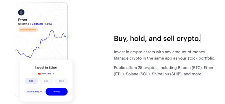Public lets you invest in over 25 cryptocurrencies