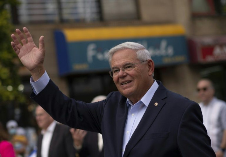 US Senator Bob Menendez, seen marching during a parade in his home state of New Jersey in October 2021, has led a bill to impose sanctions on Russia if it invades Ukraine