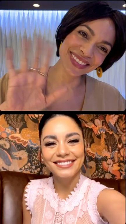 In this screengrab taken from a video released by the Screen Actor Guild (SAG), actresses Rosario Dawson (top) and Vanessa Hudgens announce the 2022 SAG Awards nominations
