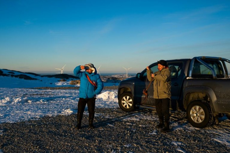 Reindeer herders Leif Arne Jama (R) and his brother John Kristian say the Storheia wind park deprives them of the best of their three winter grazing grounds