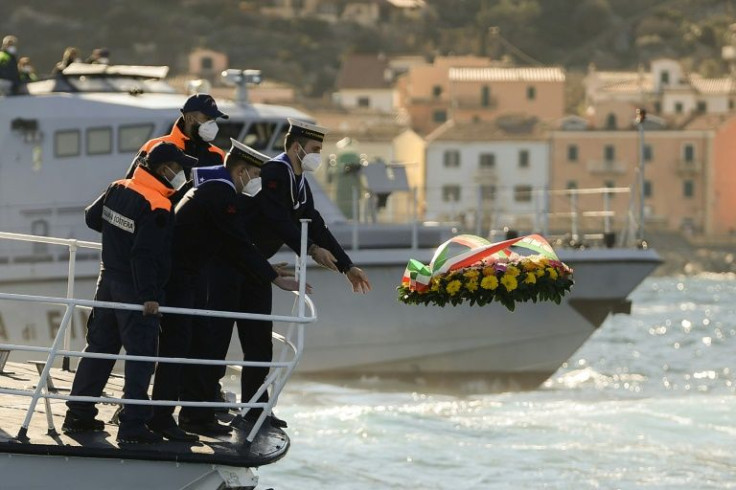 A memorial service was held on Giglio to mark 10 years since the disaster and a wreath was thrown into the water in memory of the victims