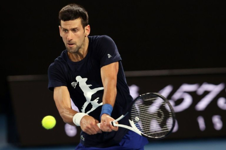 Novak Djokovic practising in Melbourne