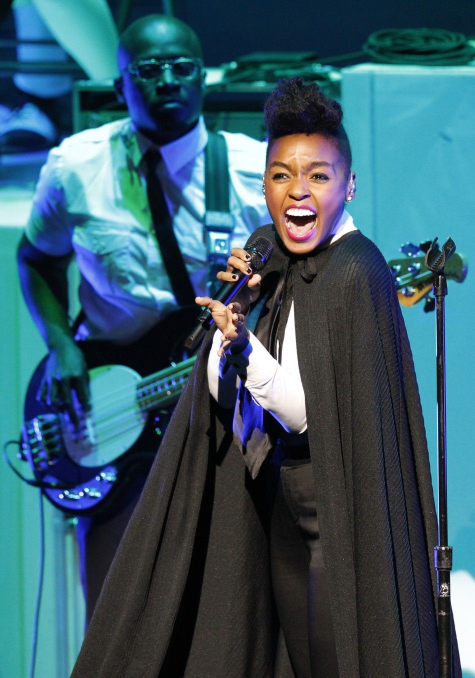 Janelle Monae performs at the Gibson Amphitheatre in Universal City