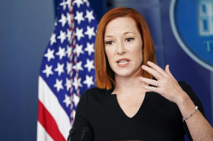 White House Press Secretary Jen Psaki, seen speaking on January 4, 2022, has accused Russia of plotting a false-flag operation to give a pretext to invade Ukraine