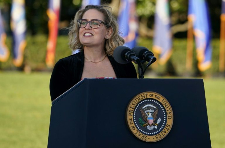 Democratic Senator Kyrsten Sinema at the White House signing of the infrastructure bill