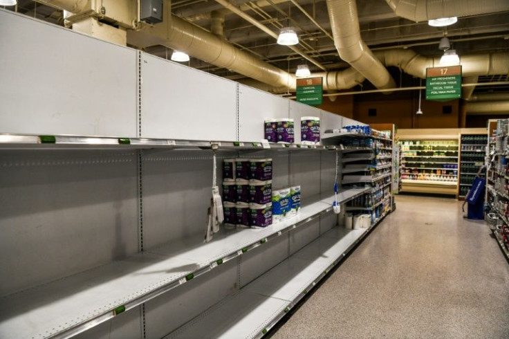 Empty shelves in a Florida supermarket